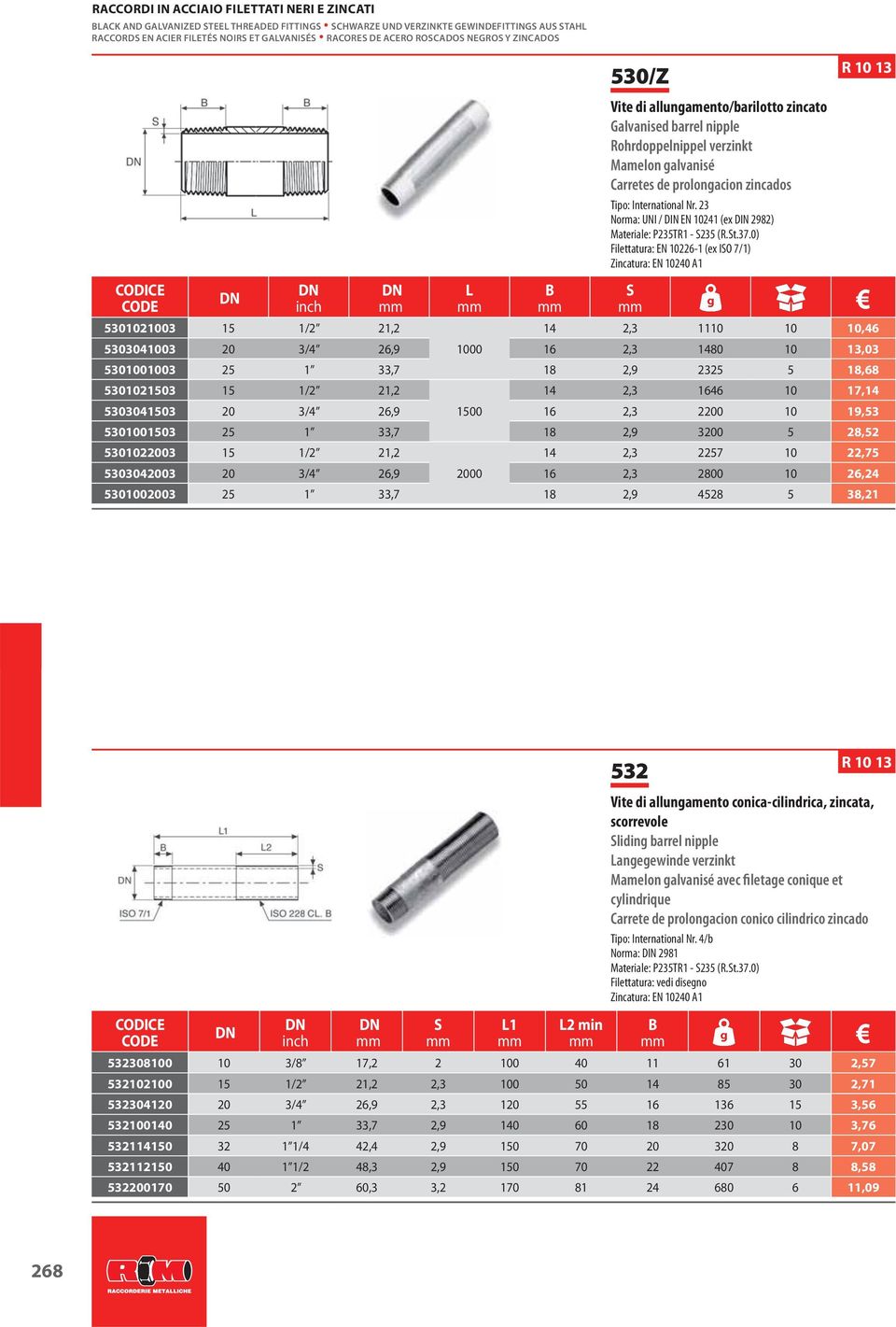 23 Norma: UNI / DIN EN 10241 (ex DIN 2982) Materiale: P235TR1-235 (R.t.37.