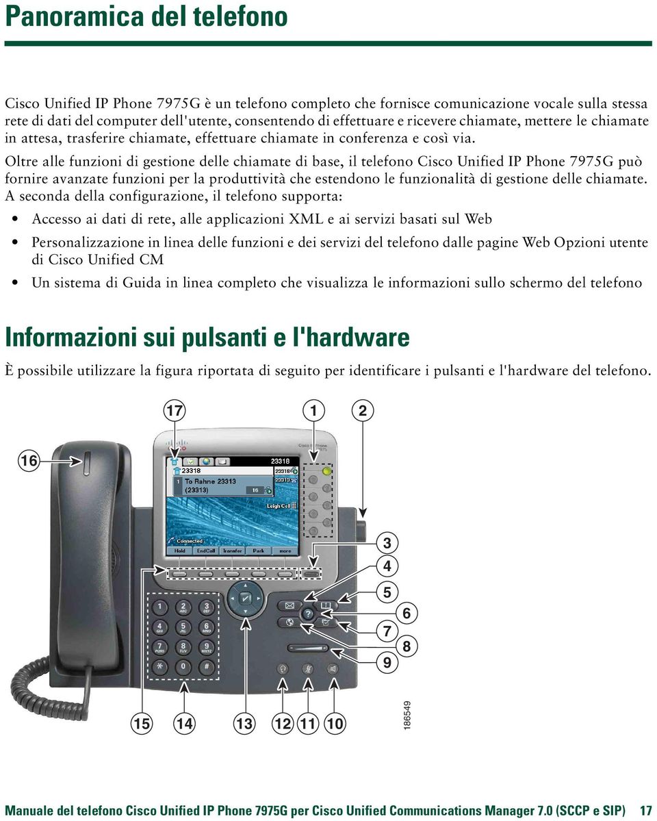 Oltre alle funzioni di gestione delle chiamate di base, il telefono Cisco Unified IP Phone 7975G può fornire avanzate funzioni per la produttività che estendono le funzionalità di gestione delle