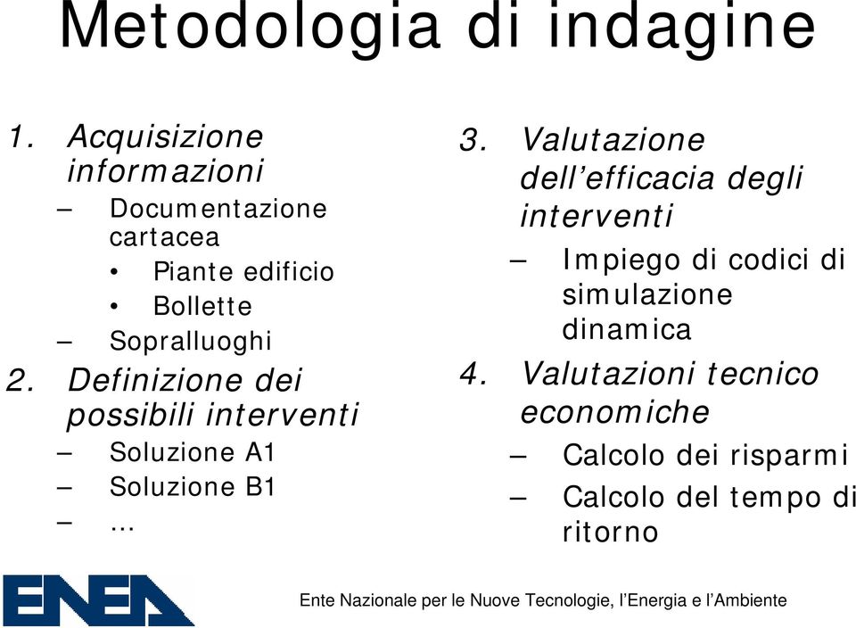 2. Definizione dei possibili interventi Soluzione A1 Soluzione B1 3.