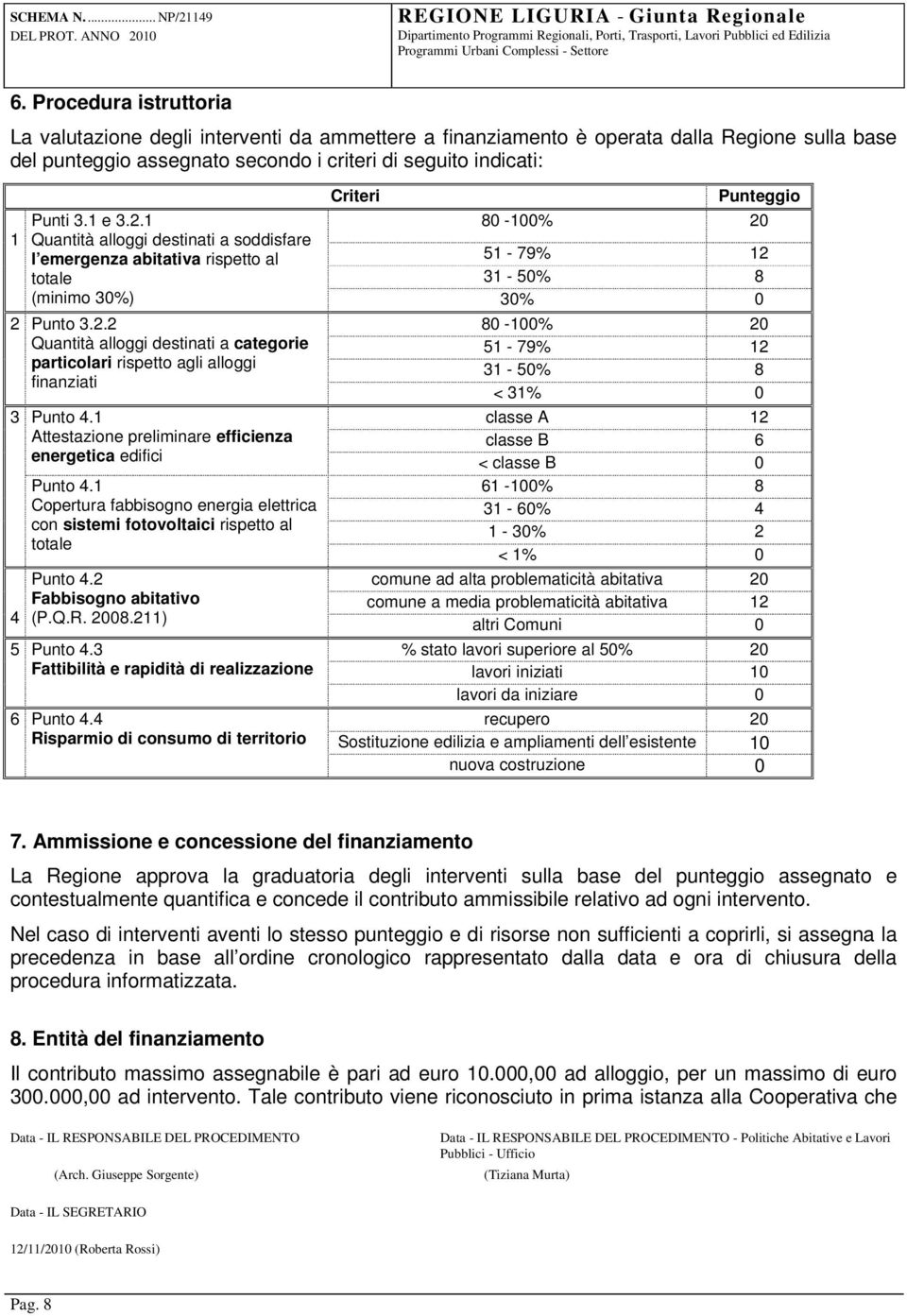 1 Attestazione preliminare efficienza energetica edifici Punto 4.1 Copertura fabbisogno energia elettrica con sistemi fotovoltaici rispetto al totale Punto 4.2 Fabbisogno abitativo (P.Q.R. 2008.