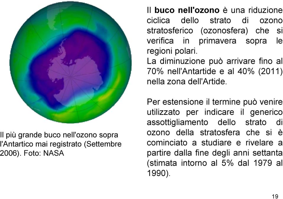 Il più grande buco nell'ozono sopra l'antartico mai registrato (Settembre 2006).