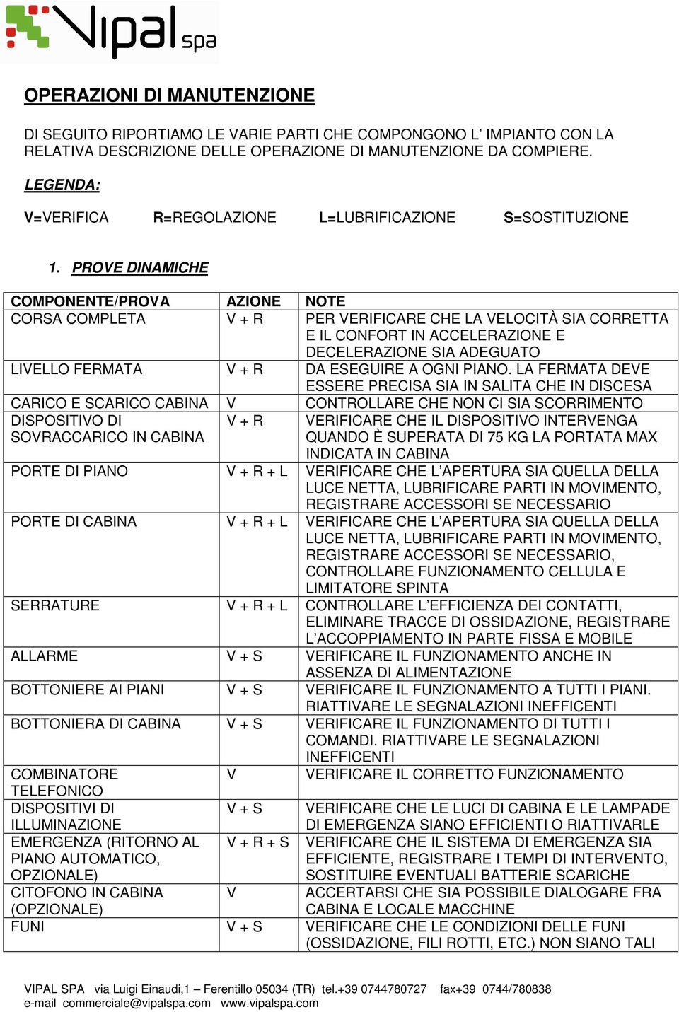 PROE DINAMICHE COMPONENTE/PROA AZIONE NOTE CORSA COMPLETA + R PER ERIFICARE CHE LA ELOCITÀ SIA CORRETTA E IL CONFORT IN ACCELERAZIONE E DECELERAZIONE SIA ADEGUATO LIELLO FERMATA + R DA ESEGUIRE A