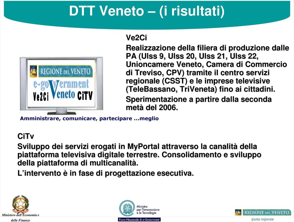 Treviso,, CPV) tramite il centro servizi regionale (CSST) e le imprese televisive (TeleBassano, TriVeneta) fino ai cittadini.