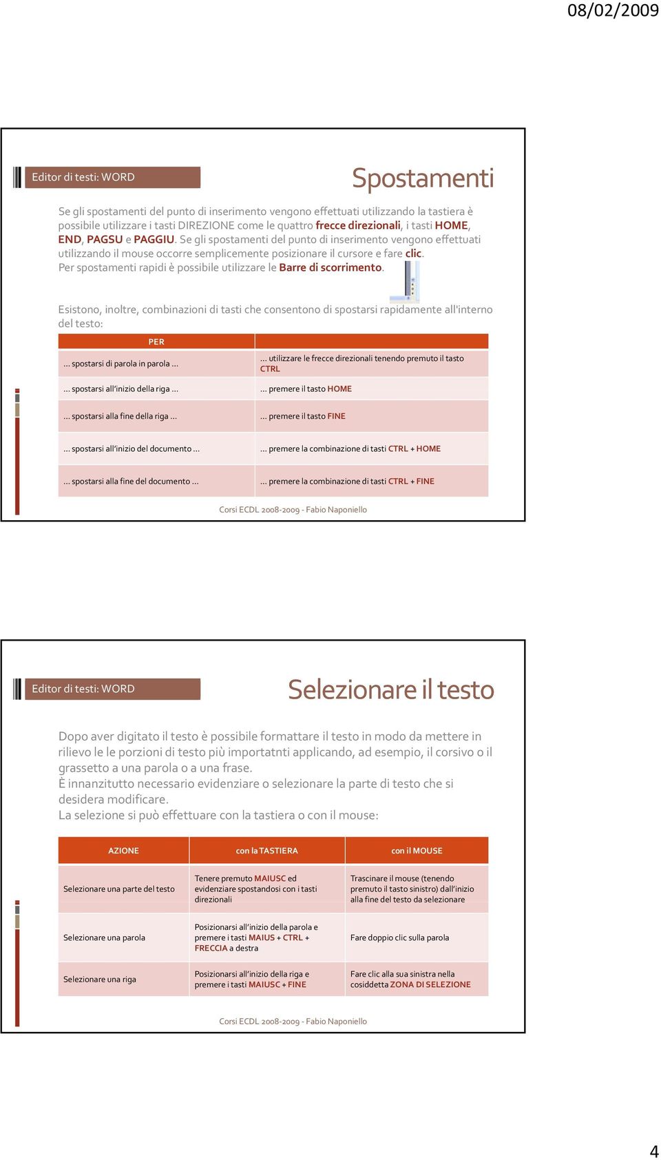 Per spostamenti rapidi è possibile utilizzare le Barre di scorrimento.