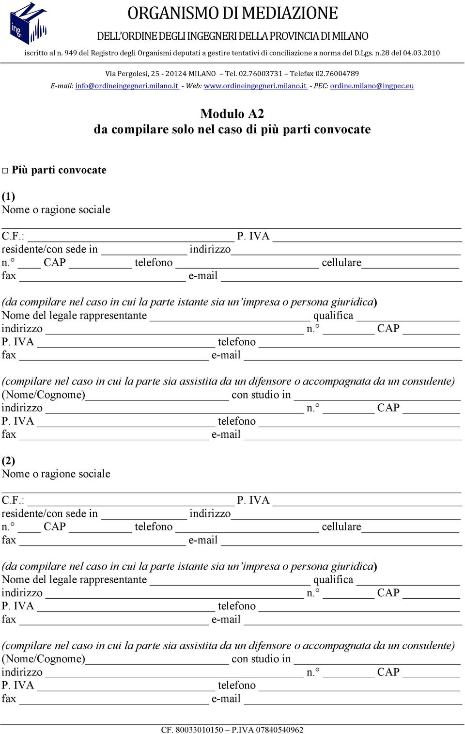 caso di più parti