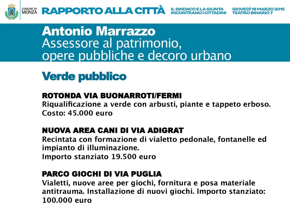 000 euro NUOVA AREA CANI DI VIA ADIGRAT Recintata con formazione di vialetto pedonale, fontanelle ed