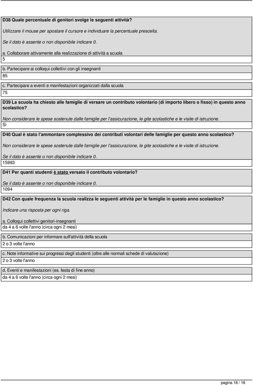 Partecipare a eventi e manifestazioni organizzati dalla scuola 75 D39 La scuola ha chiesto alle famiglie di versare un contributo volontario (di importo libero o fisso) in questo anno scolastico?