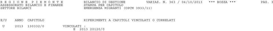 EMERGENZA MIGRANTI (OPCM 3933/11) E/U ANNO CAPITOLO RIFERIMENTI A CAPITOLI