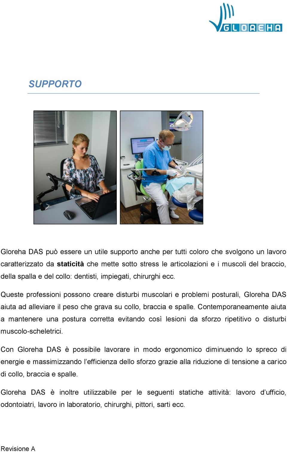 Queste professioni possono creare disturbi muscolari e problemi posturali, Gloreha DAS aiuta ad alleviare il peso che grava su collo, braccia e spalle.