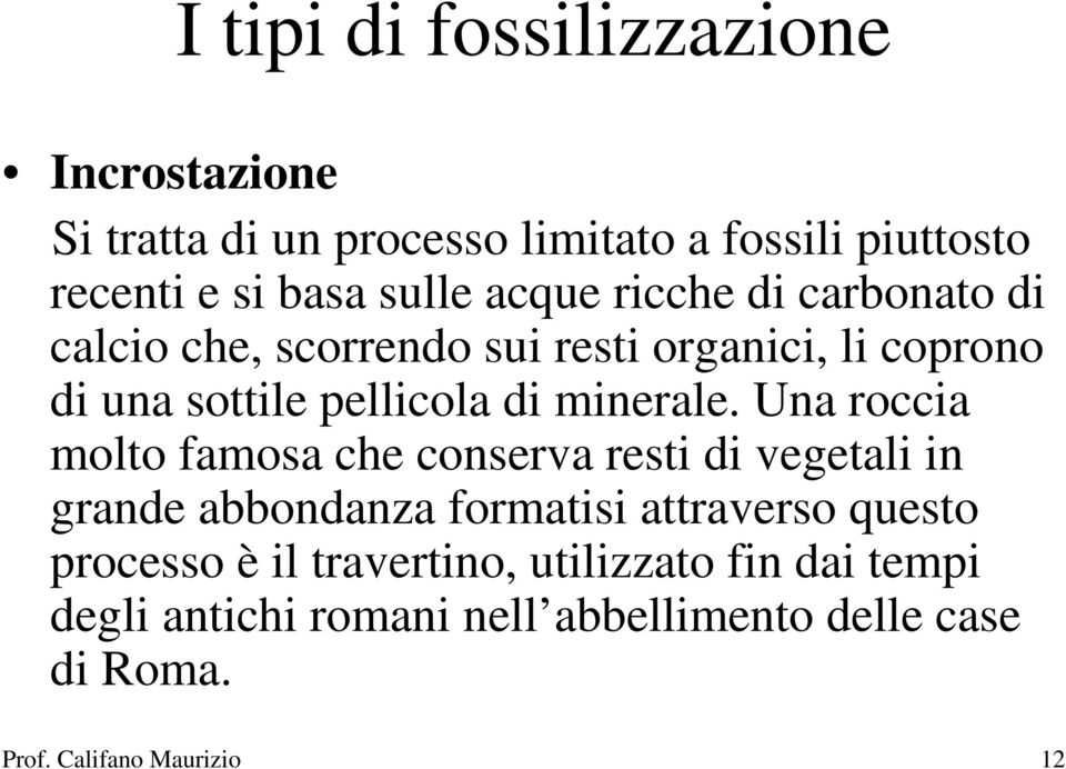 Una roccia molto famosa che conserva resti di vegetali in grande abbondanza formatisi attraverso questo processo è il