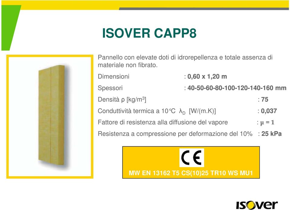 Conduttività termica a 10 C λ D [W/(m.