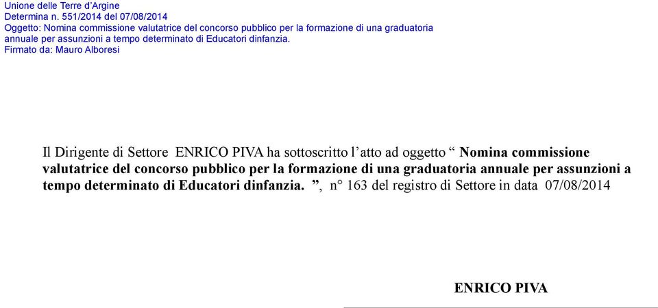 formazione di una graduatoria annuale per assunzioni a tempo determinato di