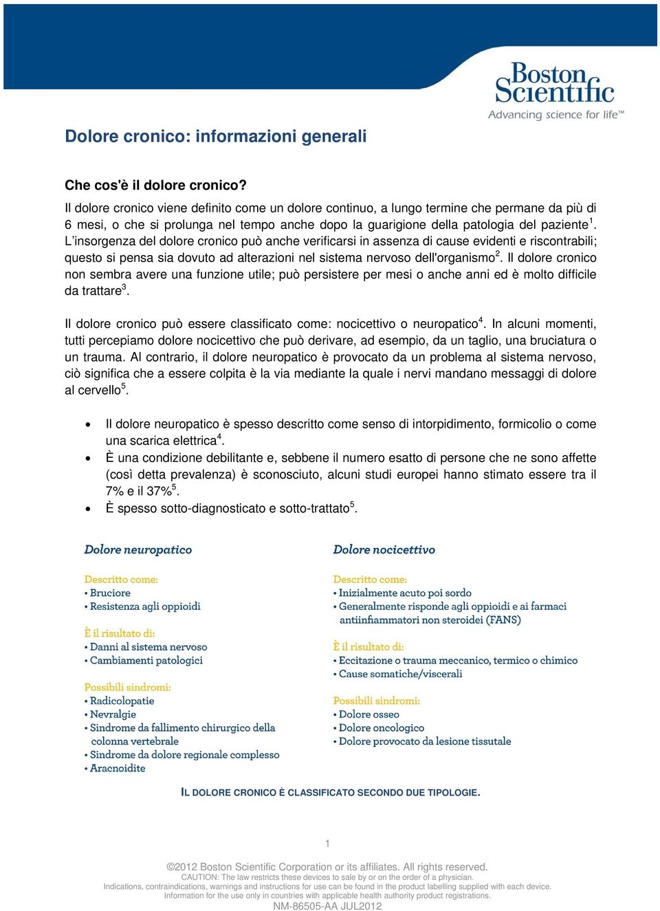 L insorgenza del dolore cronico può anche verificarsi in assenza di cause evidenti e riscontrabili; questo si pensa sia dovuto ad alterazioni nel sistema nervoso dell'organismo 2.