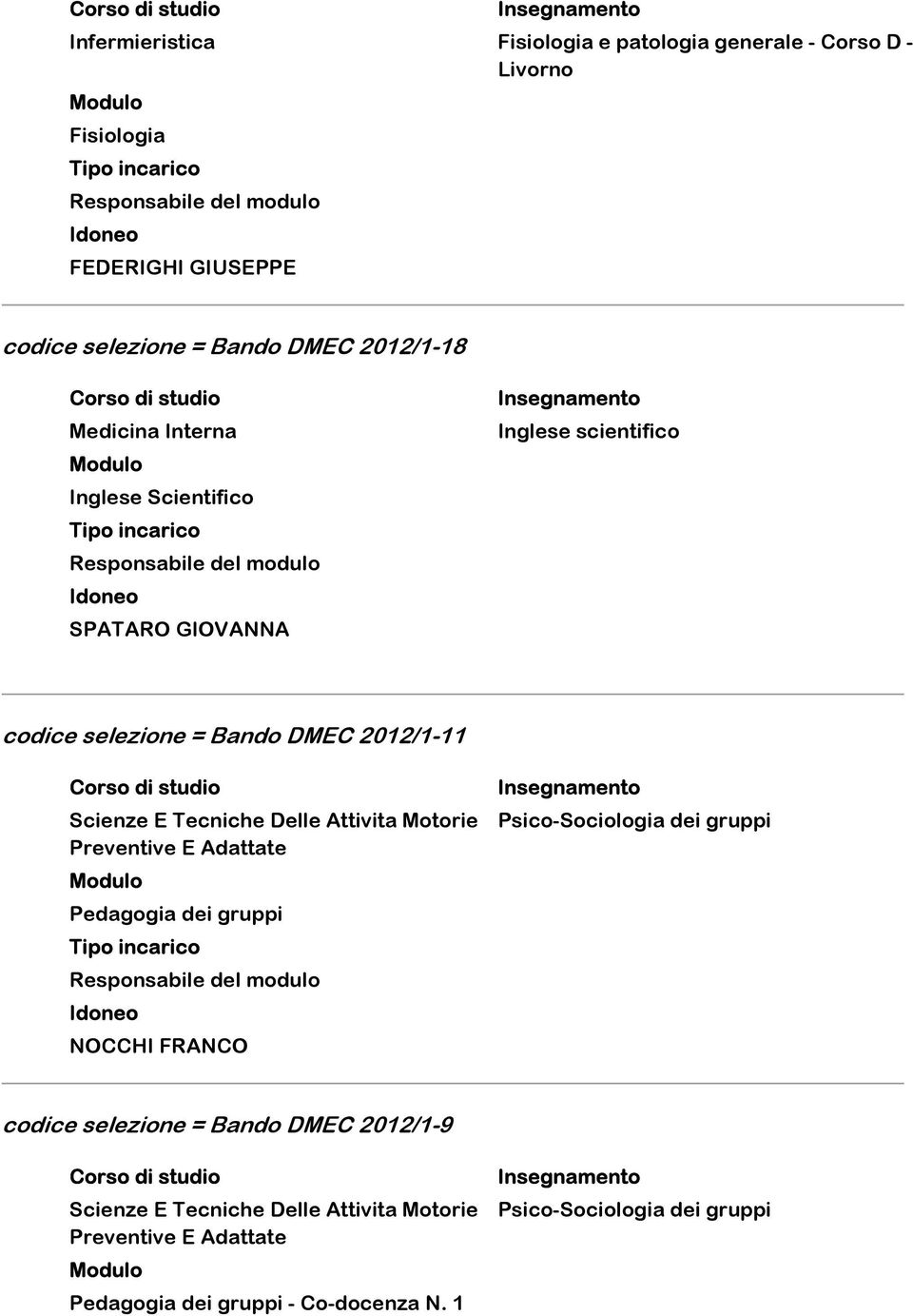 Tecniche Delle Attivita Motorie Preventive E Adattate Pedagogia dei gruppi NOCCHI FRANCO Psico-Sociologia dei gruppi codice selezione =