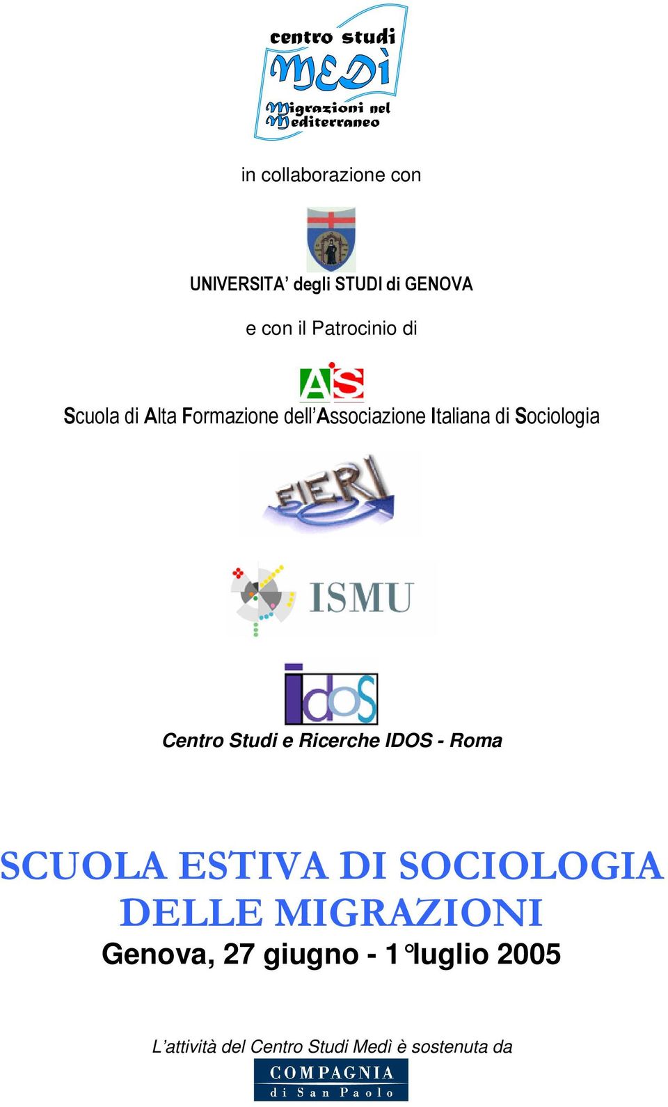 IDOS - Roma Genova, 27 giugno - 1 luglio