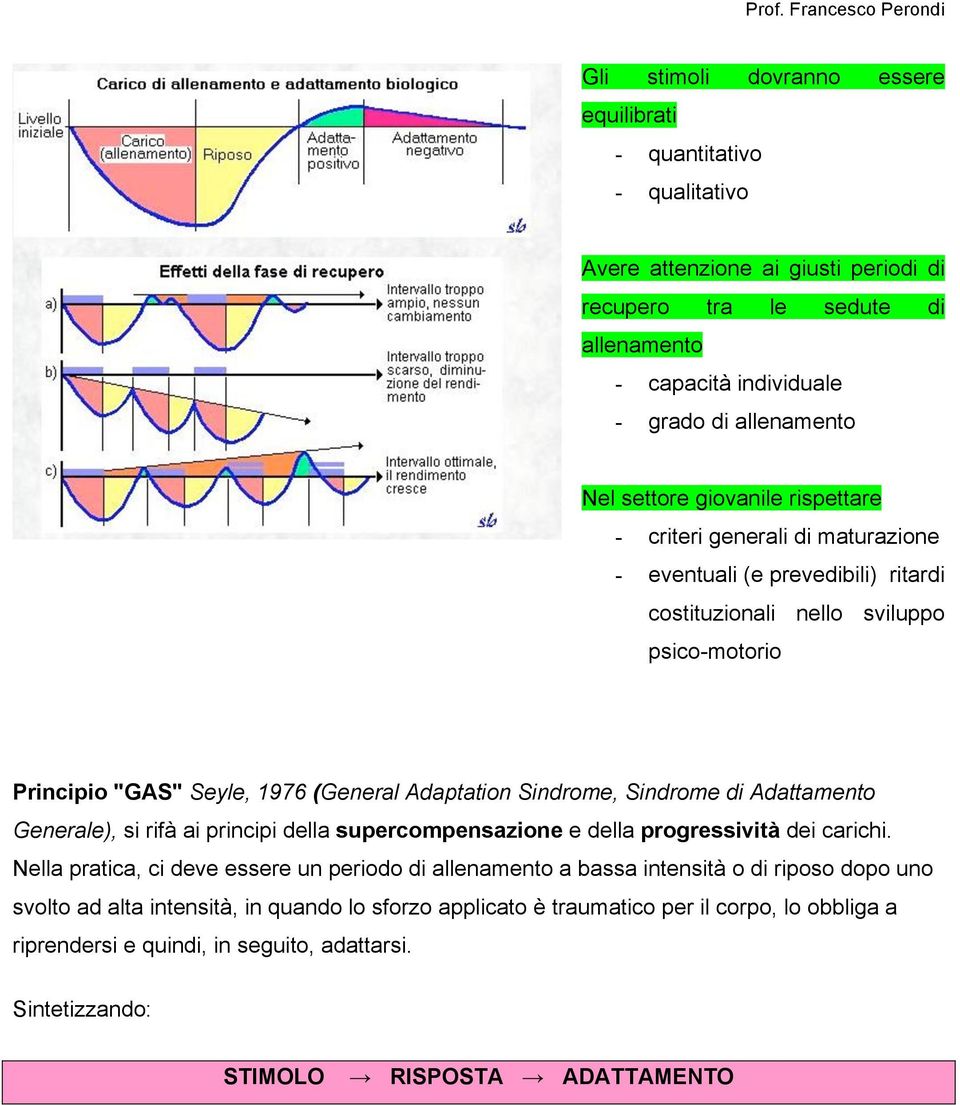 Sindrome, Sindrome di Adattamento Generale), si rifà ai principi della supercompensazione e della progressività dei carichi.