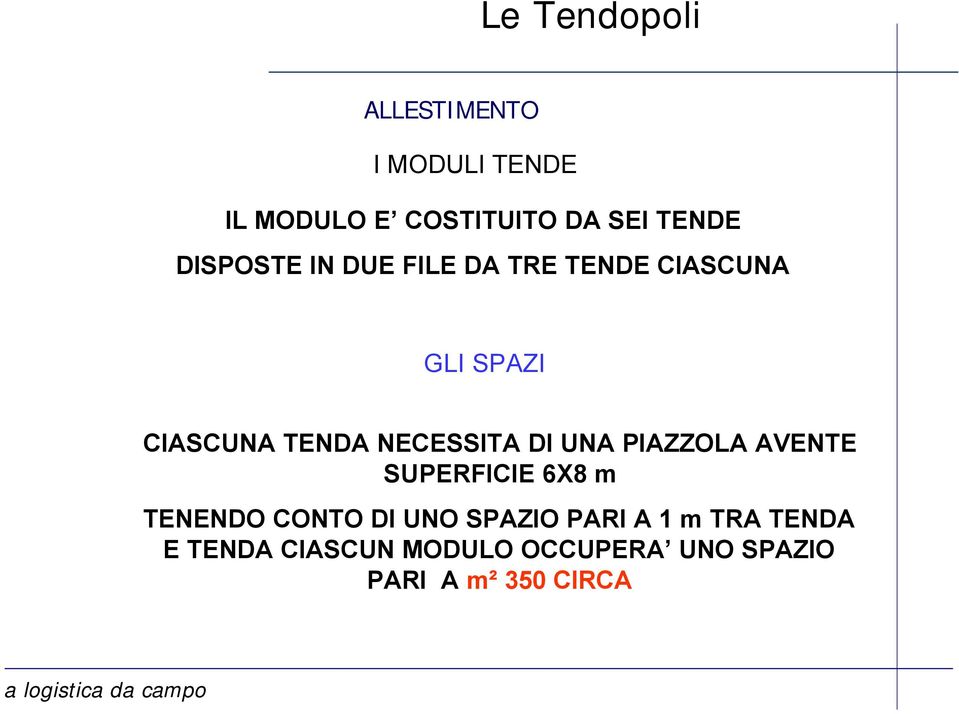 UNA PIAZZOLA AVENTE SUPERFICIE 6X8 m TENENDO CONTO DI UNO SPAZIO PARI A 1