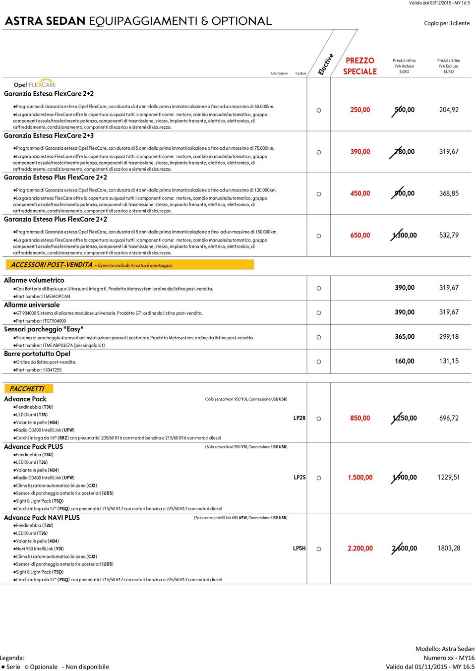 prima immatricolazione o fino ad un massimo di 60.000km.