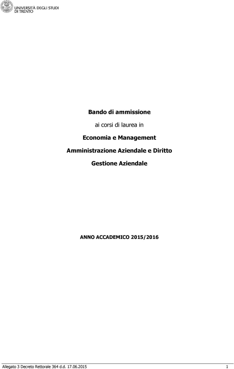 e Diritto Gestione Aziendale ANNO ACCADEMICO