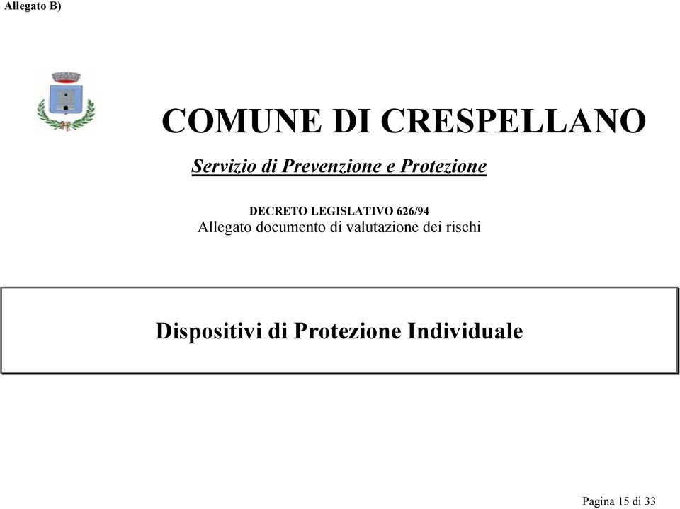 626/94 Allegato documento di valutazione dei