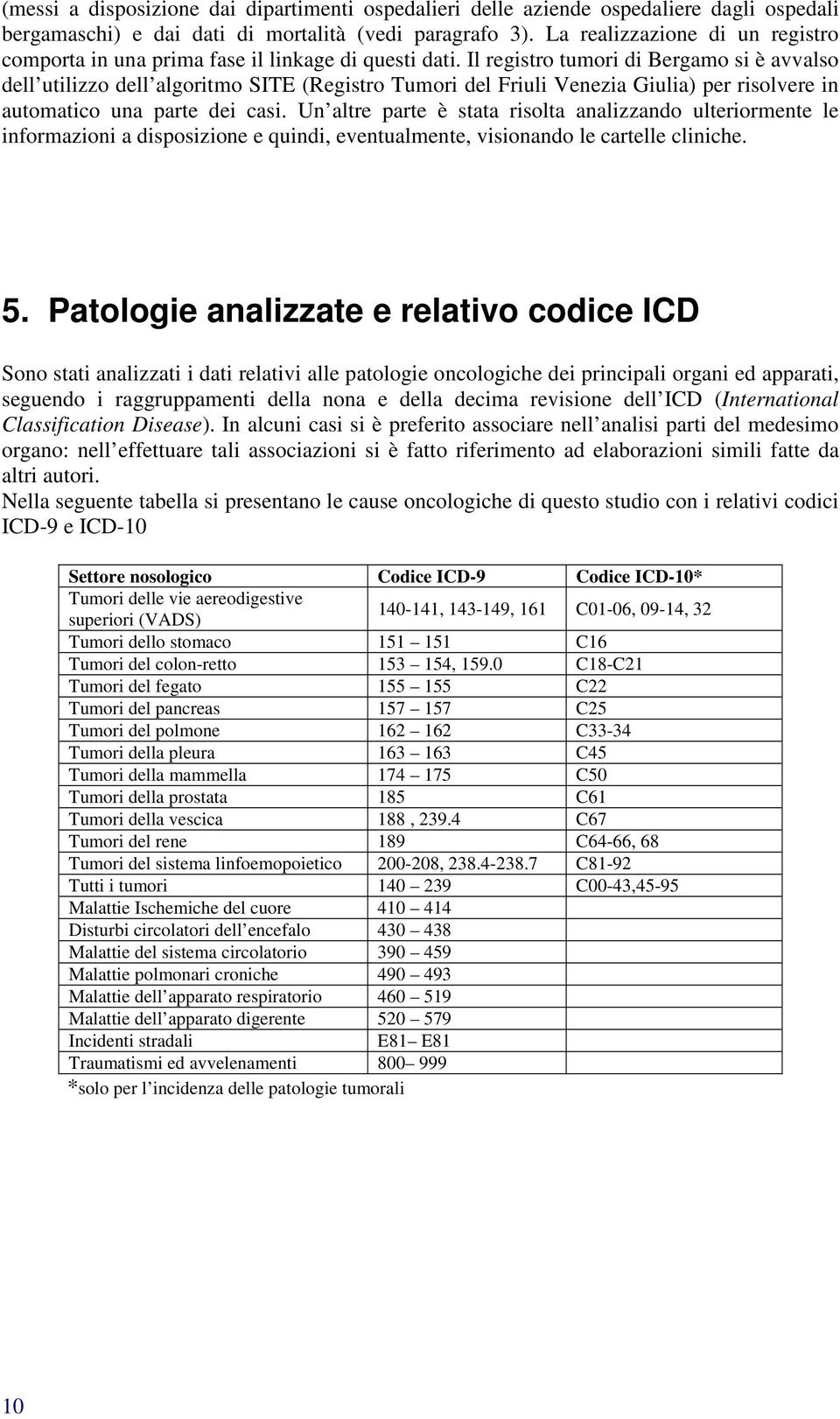 Il registro tumori di si è avvalso dell utilizzo dell algoritmo SITE (Registro Tumori del Friuli Venezia Giulia) per risolvere in automatico una parte dei casi.