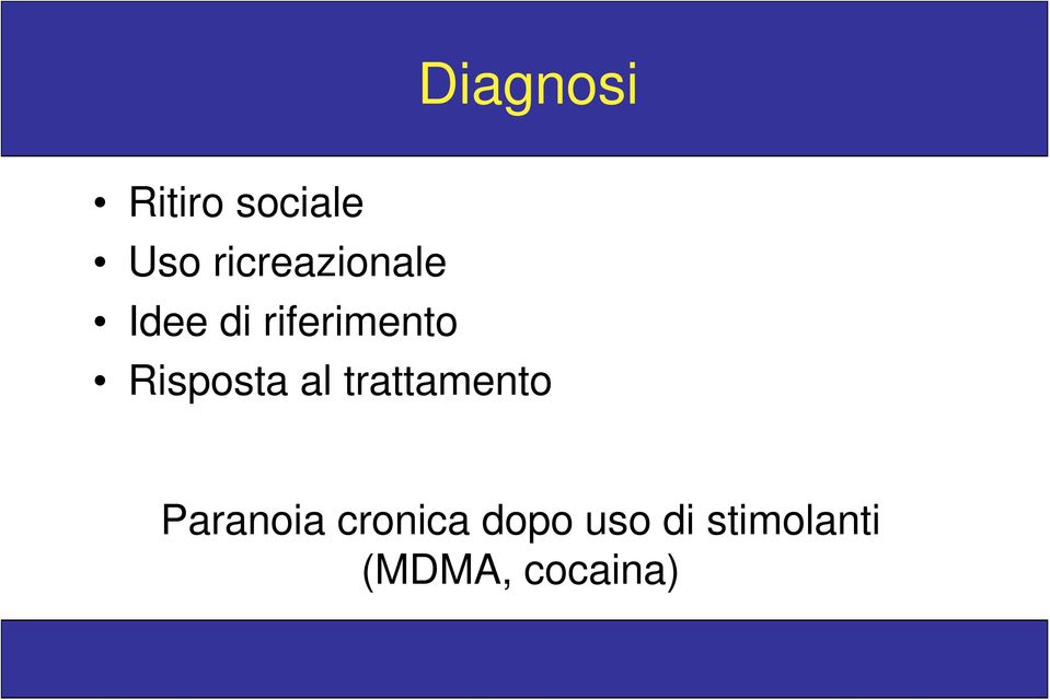 Risposta al trattamento Paranoia