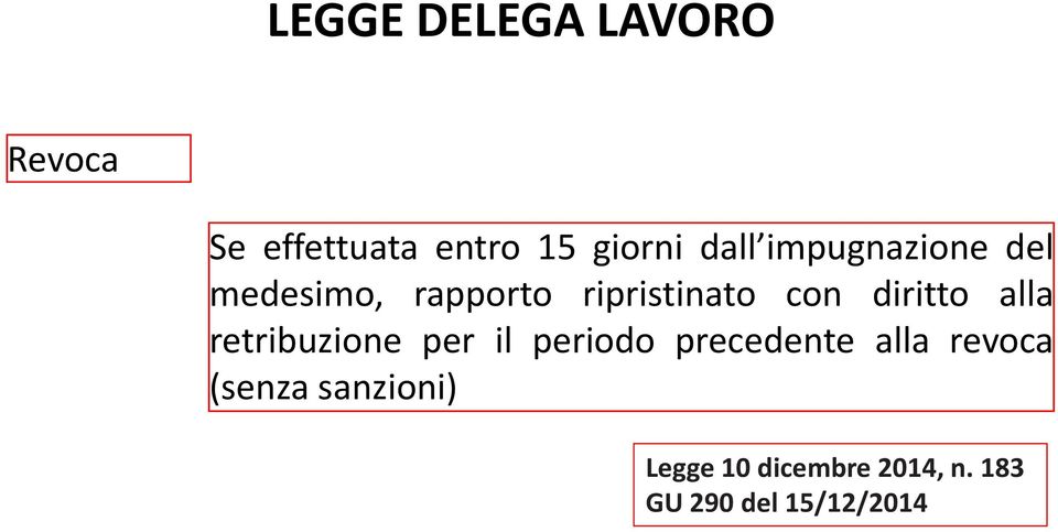 giorni dall impugnazione del medesimo, rapporto ripristinato con