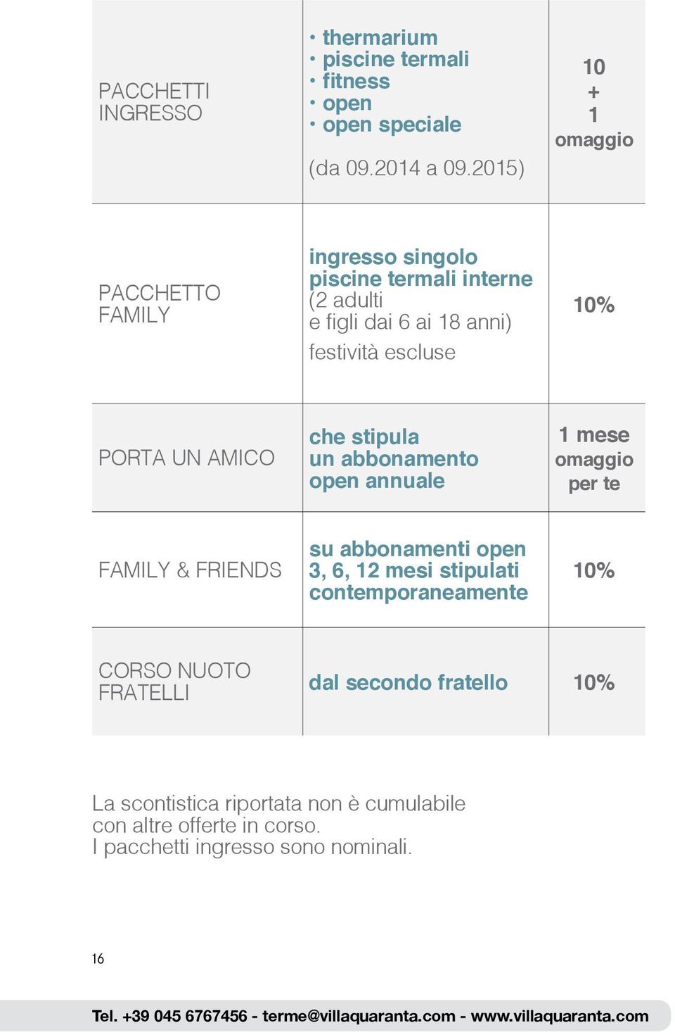 10% PORTA UN AMICO che stipula un abbonamento open annuale 1 mese omaggio per te FAMILY & FRIENDS su abbonamenti open 3, 6, 12 mesi