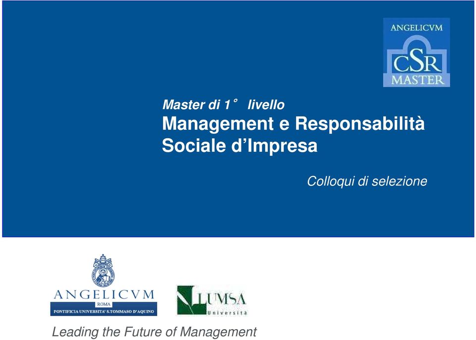 Sociale d Impresa Colloqui di