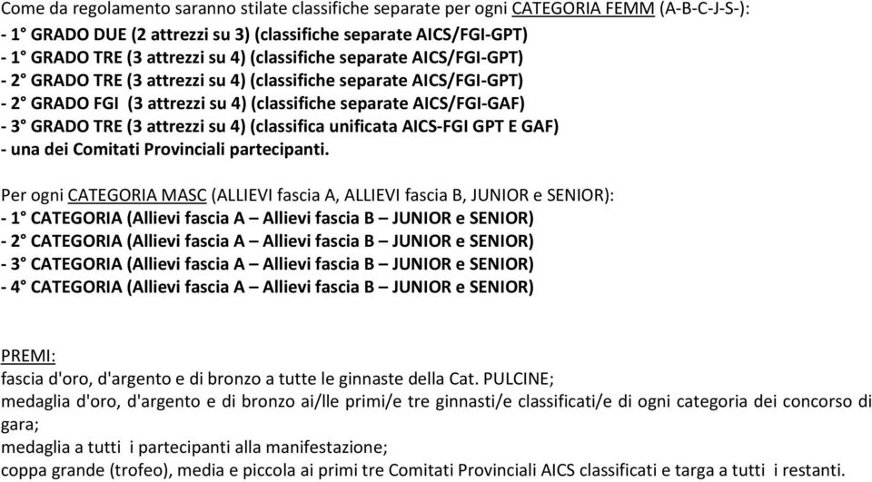 su 4) (classifica unificata AICS-FGI GPT E GAF) - una dei Comitati Provinciali partecipanti.