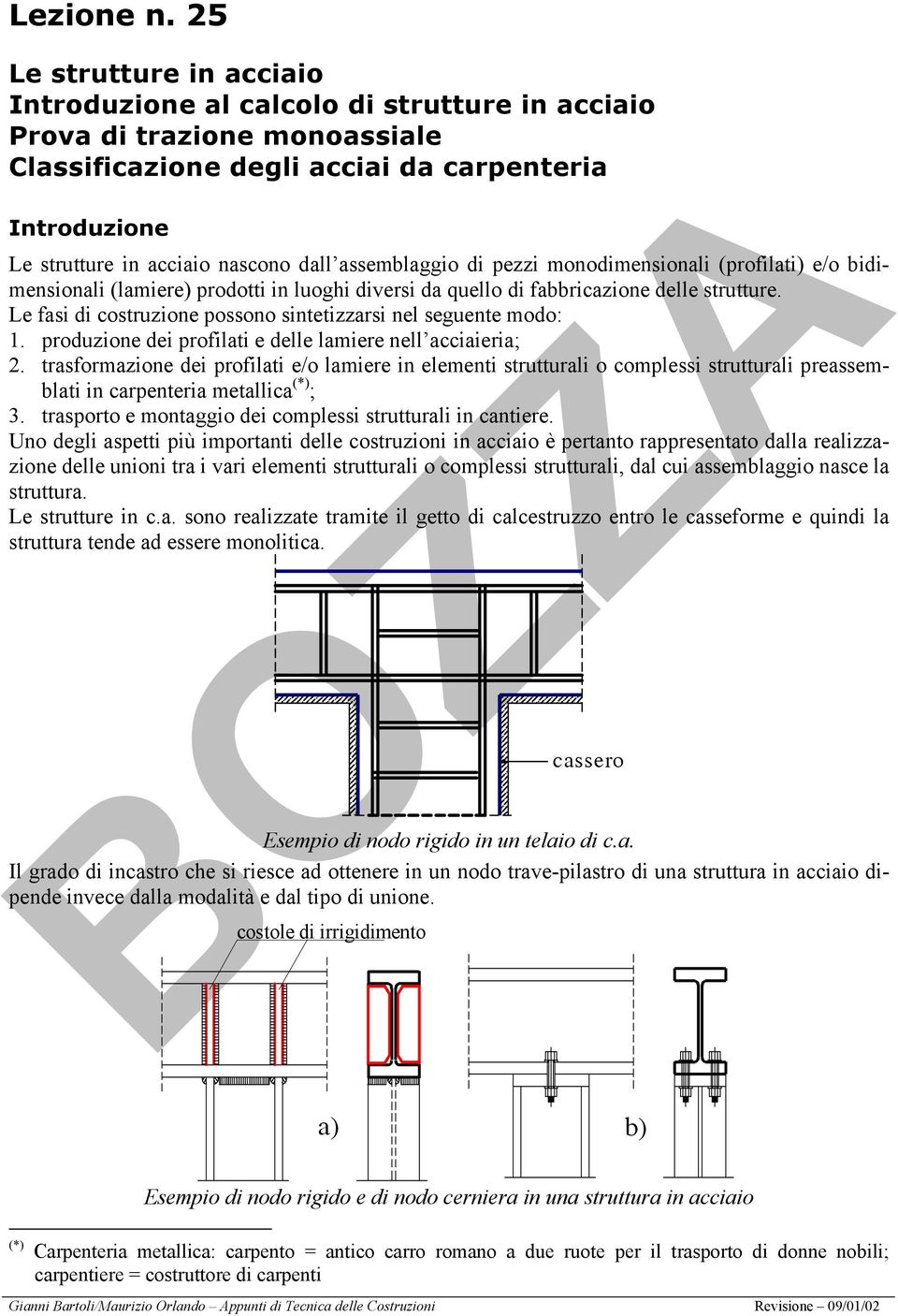 assemblaggio di pezzi monodimensionali (profilati) e/o bidimensionali (lamiere) prodotti in luoghi diversi da quello di fabbricazione delle strutture.