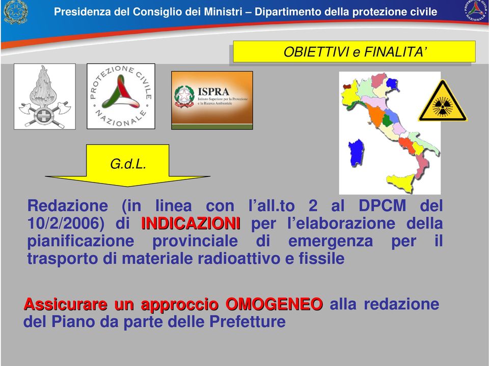 pianificazione provinciale di emergenza per il trasporto di materiale