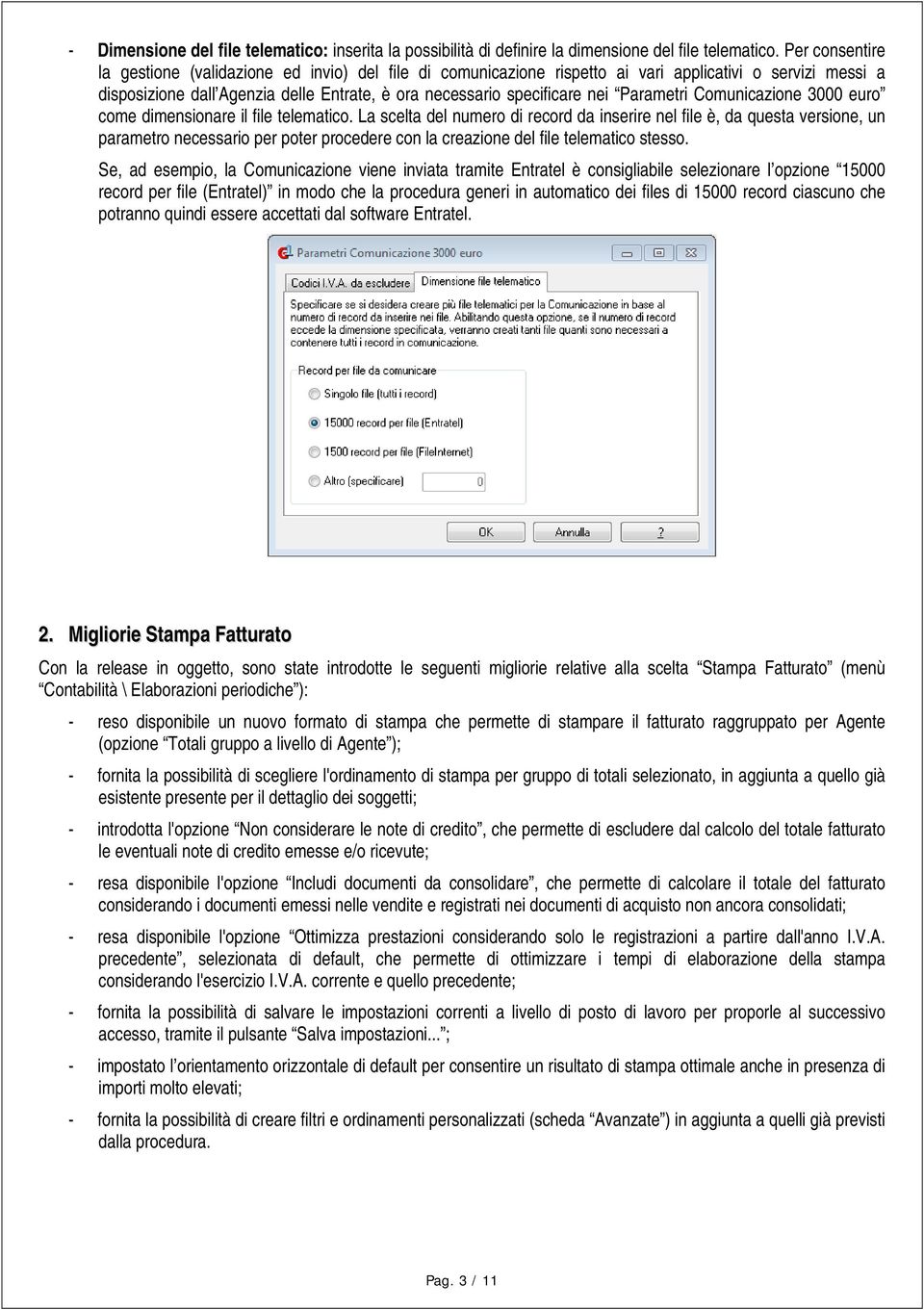 Parametri Comunicazione 3000 euro come dimensionare il file telematico.