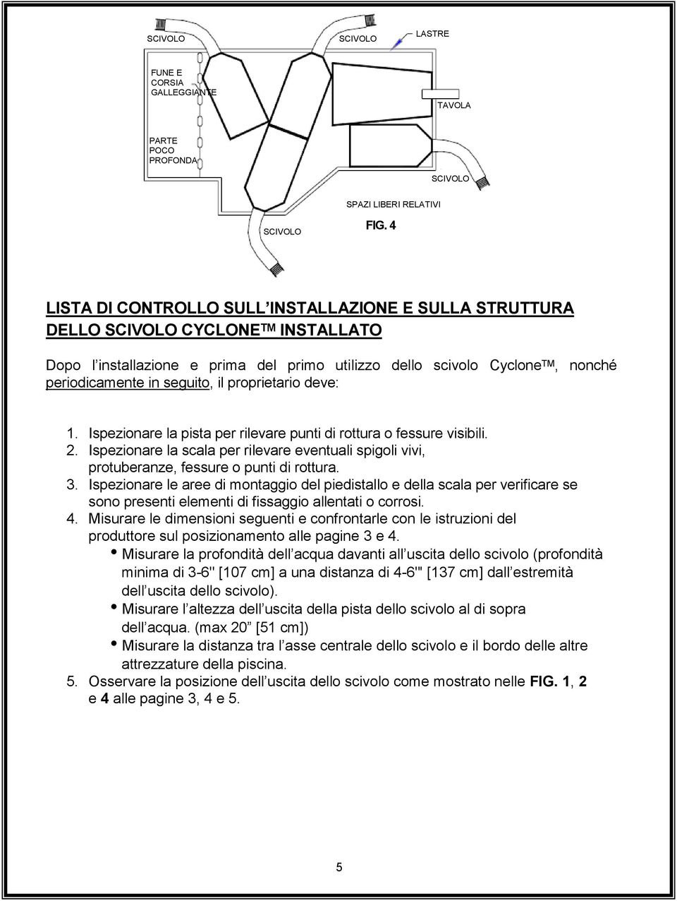 seguito, il proprietario deve: 1. Ispezionare la pista per rilevare punti di rottura o fessure visibili. 2.