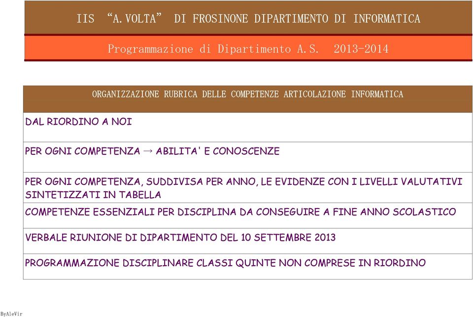 ANNO, LE EVIDENZE CON I LIVELLI VALUTATIVI SINTETIZZATI IN TABELLA COMPETENZE ESSENZIALI PER DISCIPLINA DA CONSEGUIRE A FINE ANNO