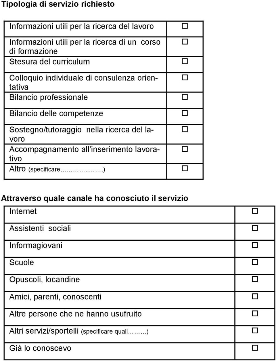 Accompagnamento all inserimento lavorativo Altro (specificare.