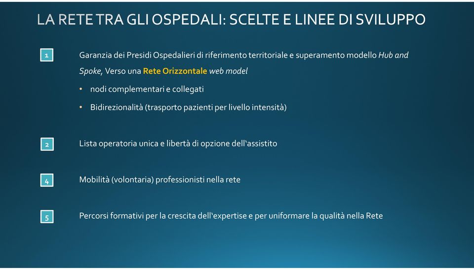 livello intensità) Lista operatoria unica e libertà di opzione dell assistito 4 Mobilità(volontaria)