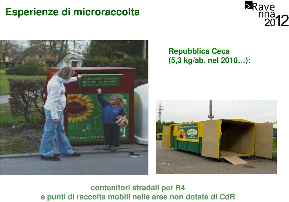 nel 2010 ): contenitori stradali per