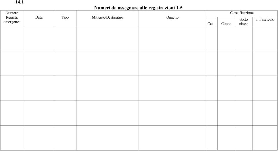 registrazioni 1-5 Data Tipo