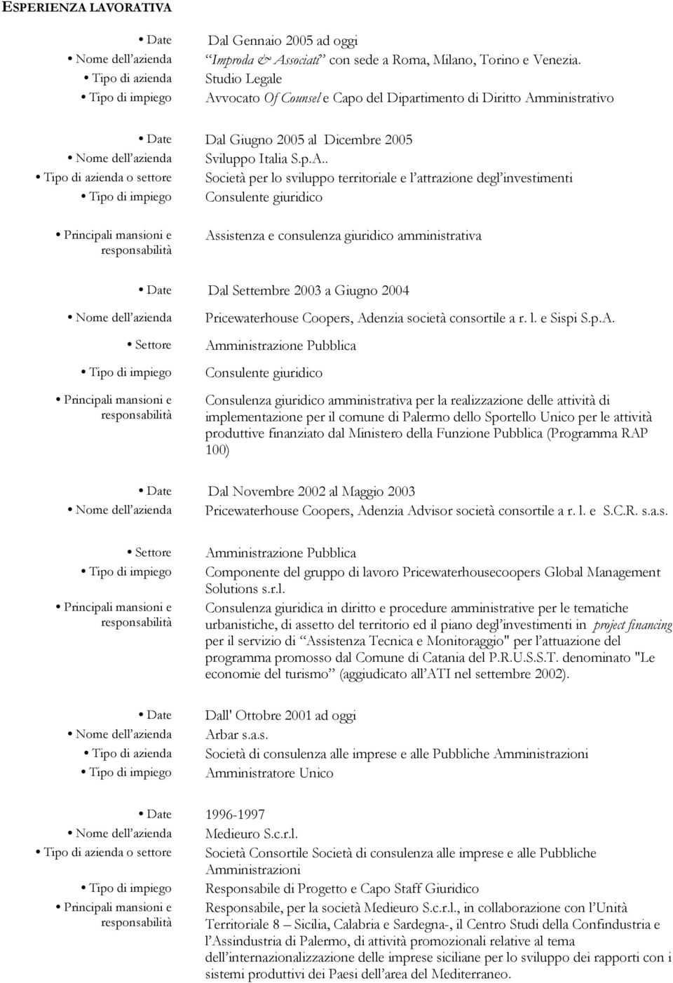 vocato Of Counsel e Capo del Dipartimento di Diritto Am