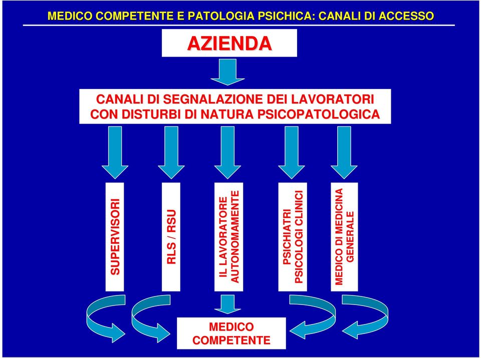 CON DISTURBI DI NATURA PSICOPATOLOGICA SUPERVISORI RLS / RSU RLS / RSU IL