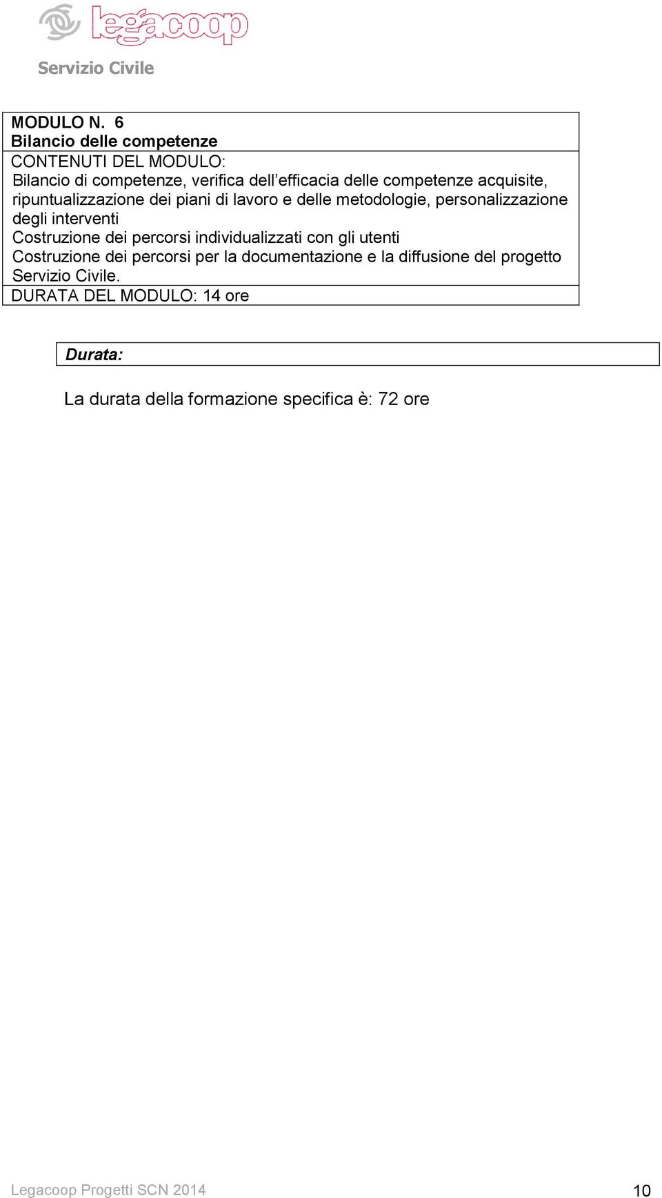 ripuntualizzazione dei piani di lavoro e delle metodologie, personalizzazione degli interventi Costruzione dei