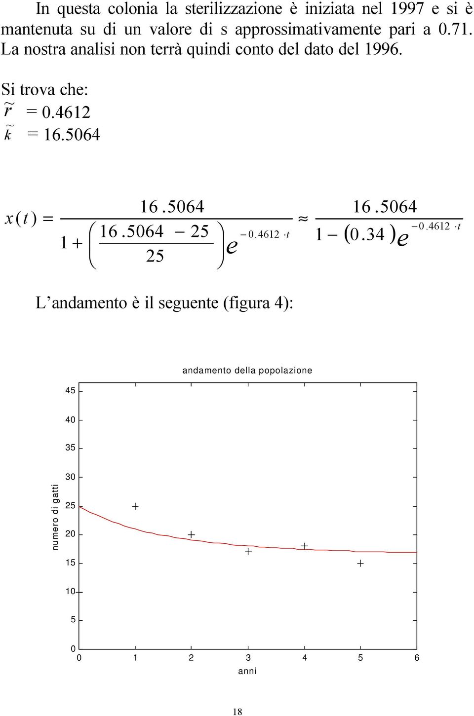 Si trova che: r~.461 k ~ 16.564 x( t..461 t 461 1 + 16.564 16.564 5 5 e 16.564 1 34 (.