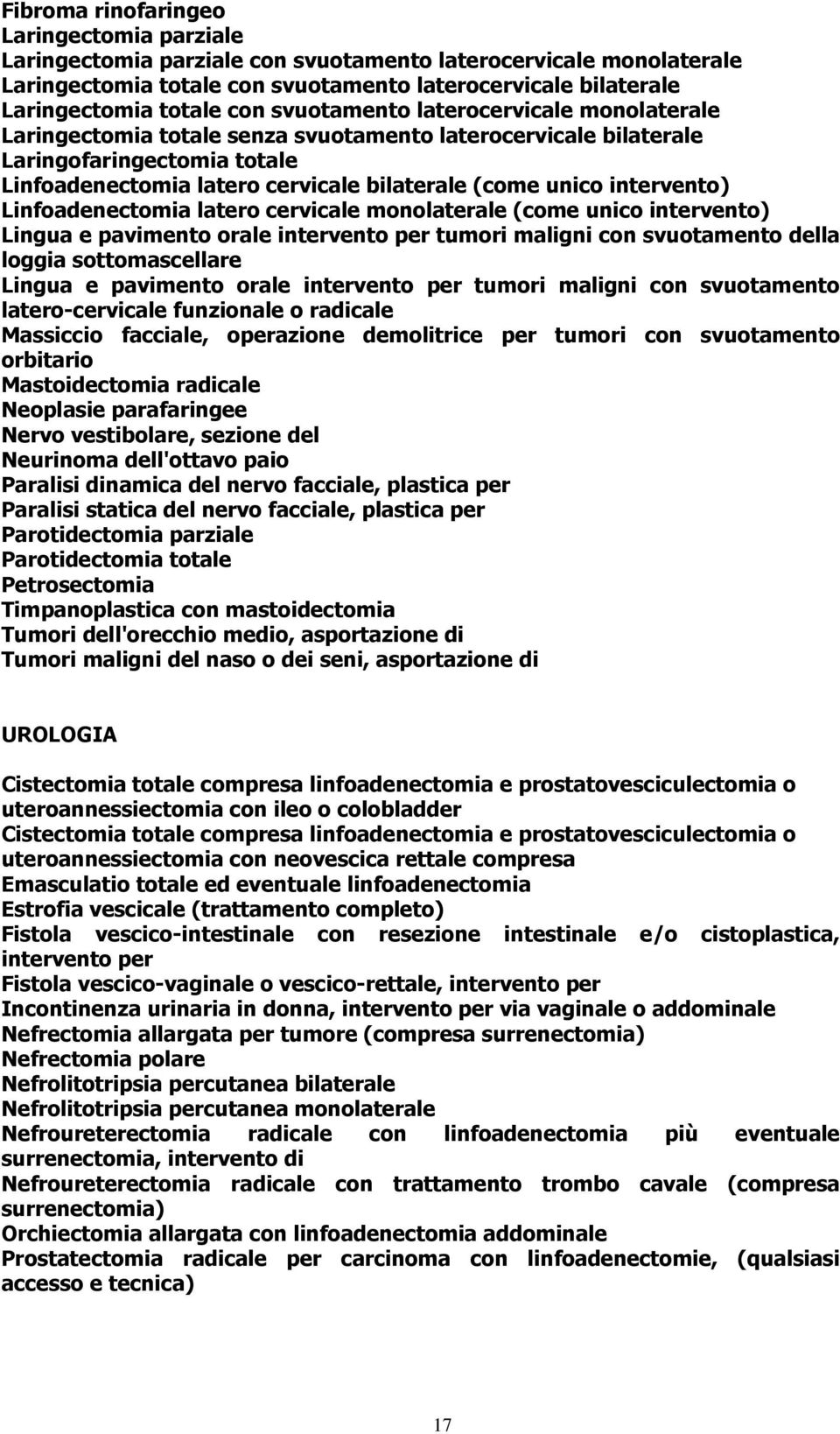 intervento) Linfoadenectomia latero cervicale monolaterale (come unico intervento) Lingua e pavimento orale intervento per tumori maligni con svuotamento della loggia sottomascellare Lingua e