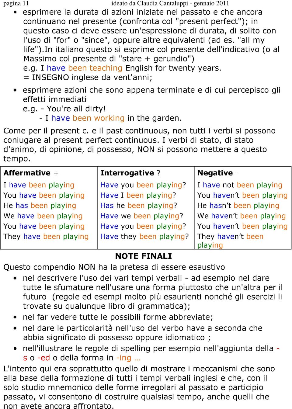 in italiano questo si esprime col presente dell'indicativo (o al Massimo col presente di "stare + gerundio") e.g. I have been teaching English for twenty years.