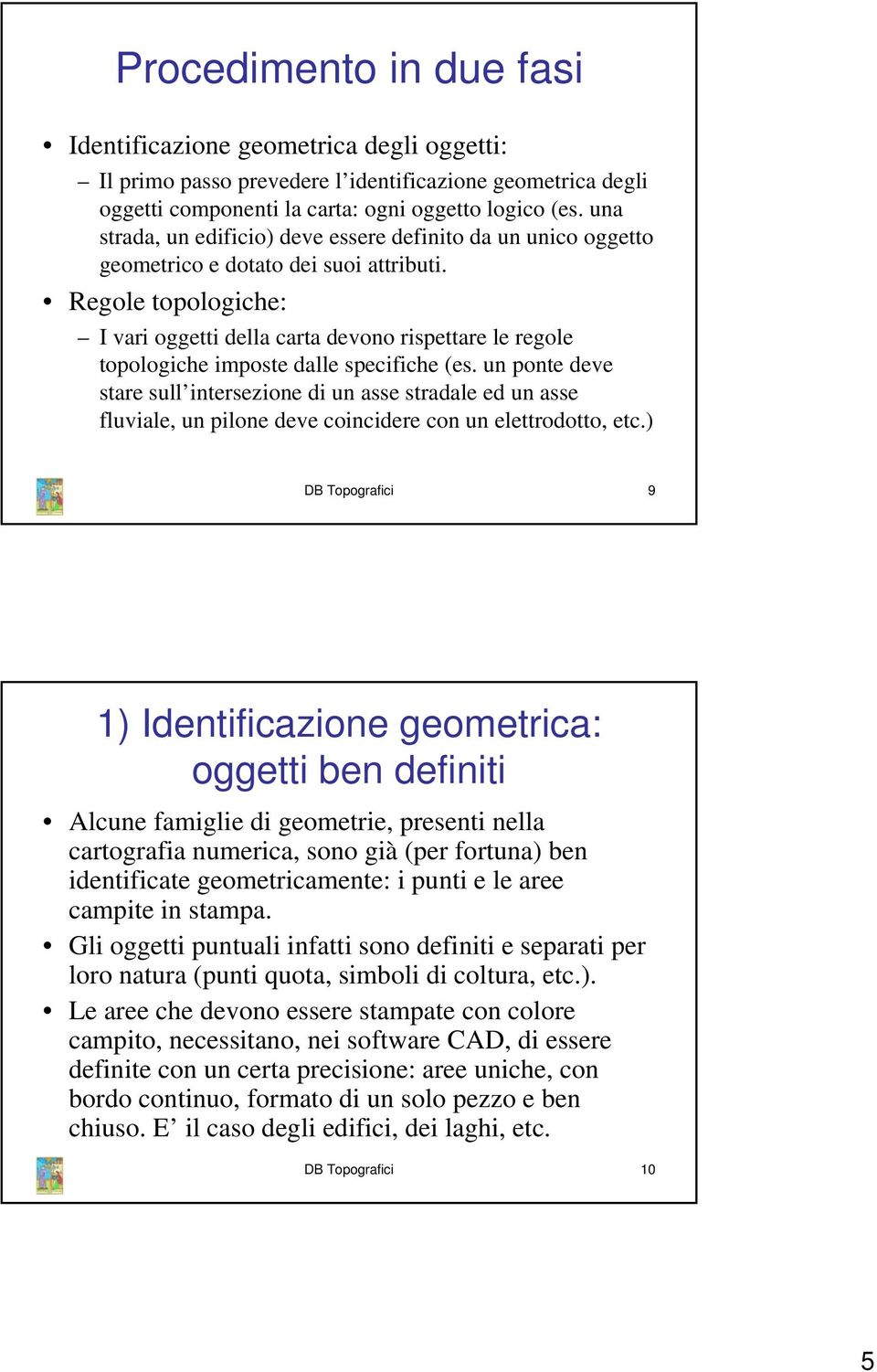 Regole topologiche: I vari oggetti della carta devono rispettare le regole topologiche imposte dalle specifiche (es.