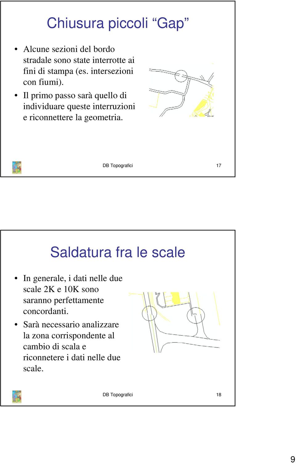 DB Topografici 17 Saldatura fra le scale In generale, i dati nelle due scale 2K e 10K sono saranno perfettamente