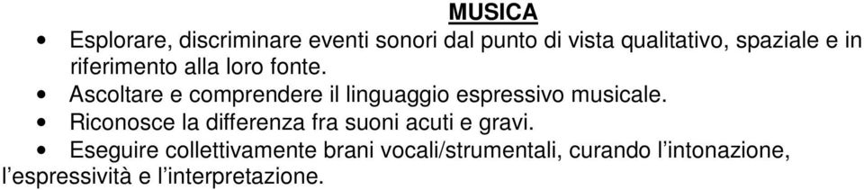 Ascoltare e comprendere il linguaggio espressivo musicale.