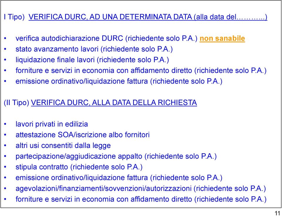 RICHIESTA lavori privati in edilizia attestazione SOA/iscrizione albo fornitori altri usi consentiti dalla legge partecipazione/aggiudicazione appalto (richiedente solo P.A.) stipula contratto (richiedente solo P.