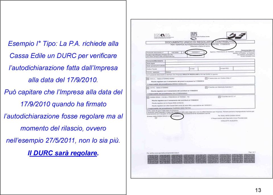 Impresa alla data del 17/9/2010.